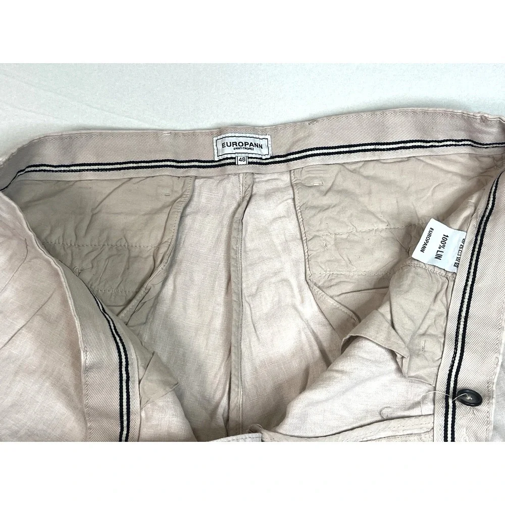 Europann Men's Dylan 100% Linen‎ Pant Trouser Pale Size US 40